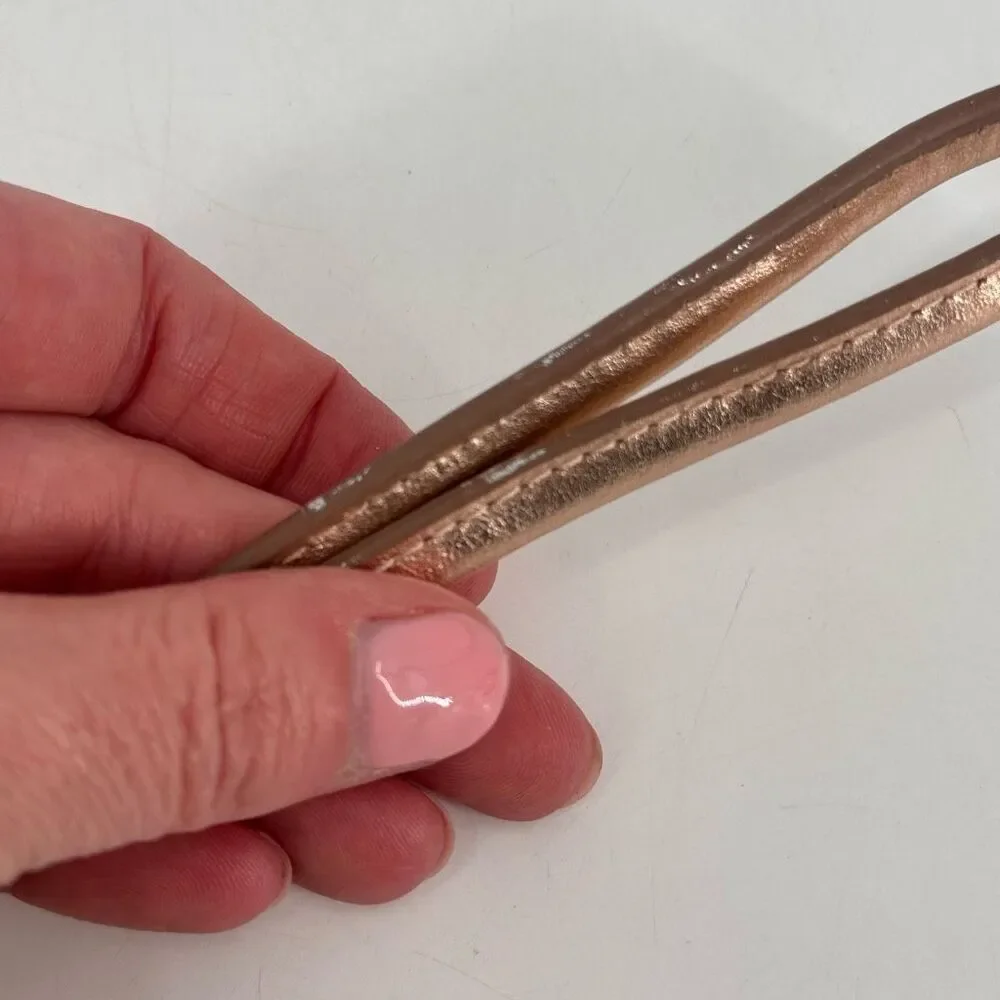 Lodis Rose Gold Metallic Leather Clutch Wristlet‎ Cosmetic Makeup Bag Toiletries